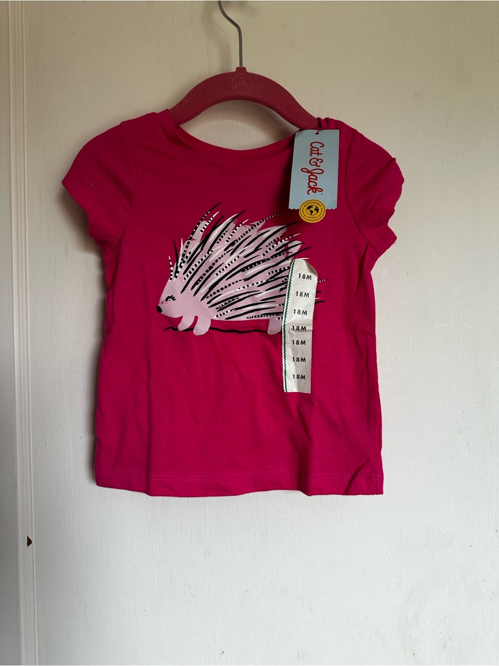 Cat & Jack Hot Pink Hedgehog Graphic Short Sleeve Tee